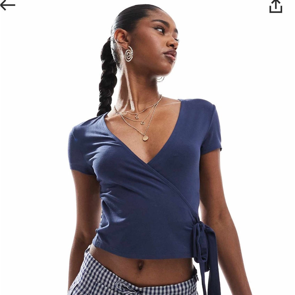 Miss Selfridge Deep Blue Wrap Blouse